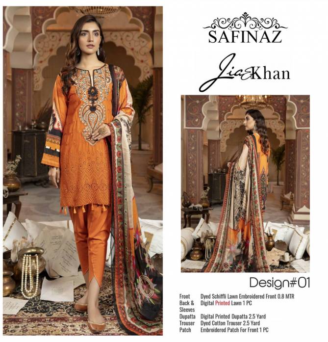 Safinaz Jia Khan New Designer Festive Wear Lawn Cotton Pakisatani Salwar Kameez